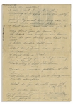 Moe Howard Handwritten Jokes, Circa 1940 With 1 Joke About Hitler -- Four Pages on Two Sheets of Chicago Hotel Stationery Measure 7.25'' x 10.5'' -- Folds & Orange Crayon to 1 Page, Overall Very Good